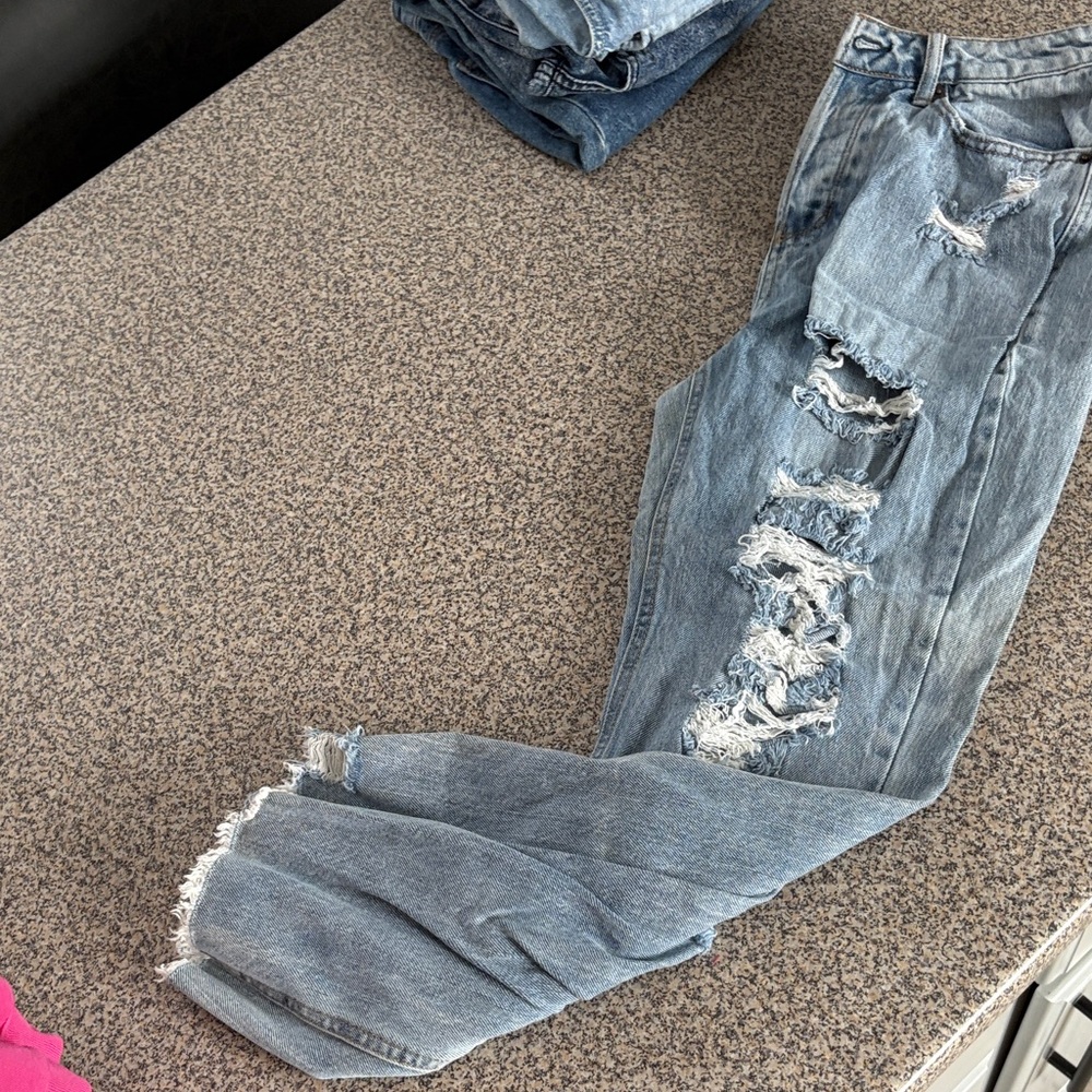 Vanilla Star Light Blue Distressed Boyfriend Jeans